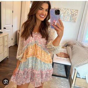 Aura Pastel Tiered Mini Dress